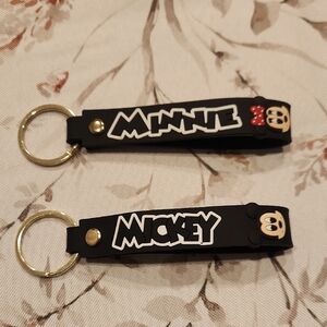 Disney Mickey and Minnie Black Keychain Set